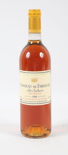 null 1 bottle Château de FARGUES Sauternes 1988
	Et. barely stained. N: low neck...