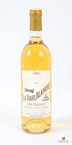 null 1 bottle Château LA TOUR BLANCHE Sauternes 1er GCC 1981
	Et. excellent. N: ...