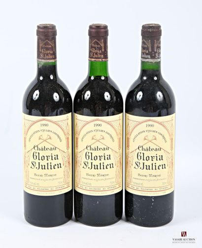 null 3 bottles Château GLORIA St Julien 1990
	Et. impeccable. N: 1 high neck, 1 mid...