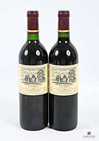 null 2 bottles Château CANTEMERLE Haut Médoc GCC 1986
	Perfect condition. N: 1 mid-neck,...