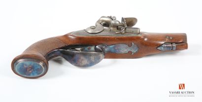 null Flintlock travel pistol, pocket model, 8.4 cm round barrel, 7.5 cm round lock,...