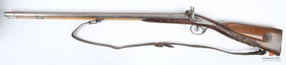 null Percussion shotgun, 75 cm Damascus table bores, double trigger, stock carved...