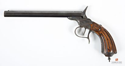 null Flobert system pistol, 20.3 cm octagonal barrel, engraved case, trigger under...