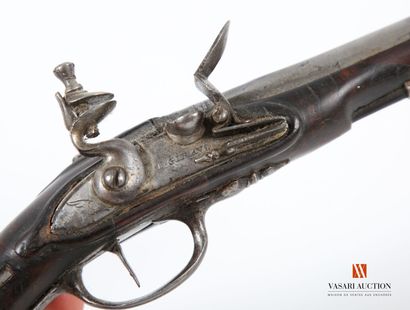 null Flintlock pocket pistol, 8.9 cm round barrel, breech tail engraved with acanthus,...