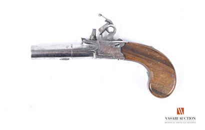 null Percussion converted flintlock pocket pistol, 4 cm round barrel, stamped V under...
