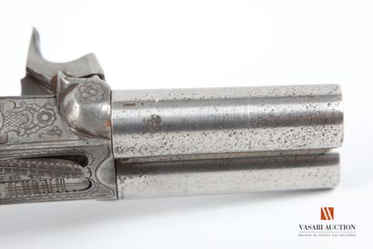 null Percussion pistol, double-barrel model, 5.8 cm rifled barrels, hand-screwed,...