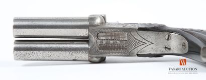 null Percussion pistol, double-barrel model, 5.8 cm rifled barrels, hand-screwed,...