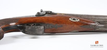 null Double-barrel shotgun, certainly from a pair, 17 cm Damascus table-top barrels,...