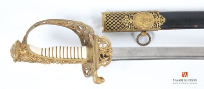 null Naval officer's saber, handsome 68.5 cm, slightly curved, baguette-backed blade,...