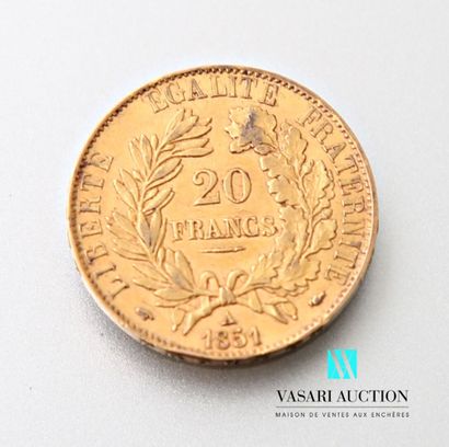 null A 20-franc gold coin featuring Ceres engraved by Louis Merley, 1851, atelier...