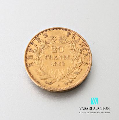 null A 20-franc gold coin depicting Napoleon III bareheaded, engraved by Albert-Désiré...