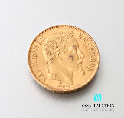 A 20-franc gold coin depicting Napoléon III...
