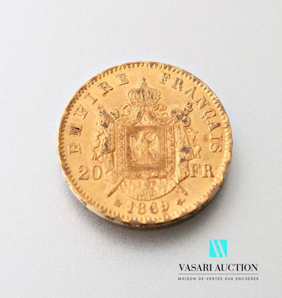 null A 20-franc gold coin depicting Napoléon III tête laurée engraved by Albert-Désiré...