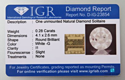 null Brilliant on 0.28-carat paper with its IGR certificate specifying G color, si2...