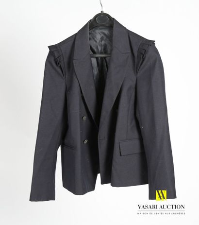 SANDRO 
Six-button black wool and polyester...