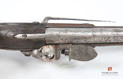 null Flintlock pistol, 120 mm lock, gooseneck hammer and round receiver, 220 mm round...
