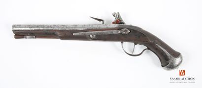null Flintlock pistol, 120 mm lock, gooseneck hammer and round receiver, 220 mm round...