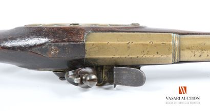null Naval officer's pistol, bronze barrel with sides then round, with beading at...
