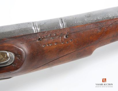 null Flintlock pistol "pour l'Export", 125 mm lock engraved with scrolls, engraved...