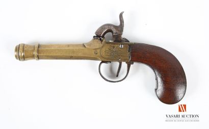 null Flintlock marine pistol, 90 mm bronze barrel, octagonal with muzzle flange,...