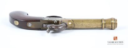 null Flintlock marine pistol, 90 mm bronze barrel, octagonal with muzzle flange,...