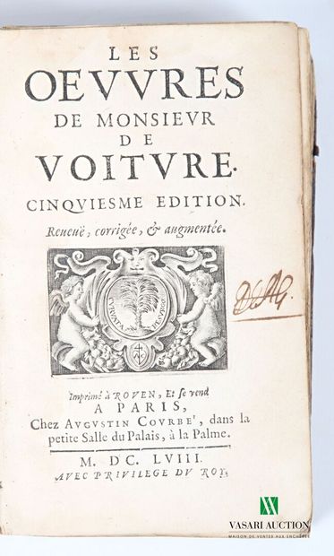 null VOITURE - Les oeuvres de Monsieur de Voiture, cinquième édition - Paris Augustin...