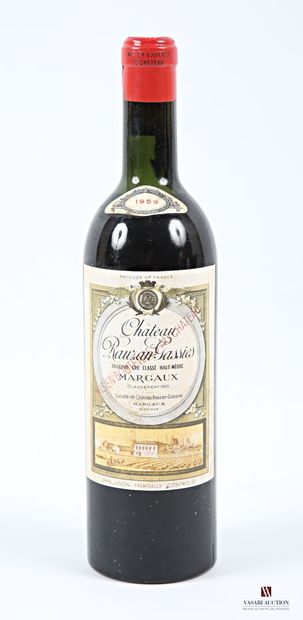 RAUZAN GASSIES	Margaux GCC	1959 1 bottle Château RAUZAN GASSIES Margaux GCC 1959
	Et....