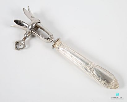 null Leg of lamb handle in silver, decorated with crossed ribbons and fillets, featuring...
