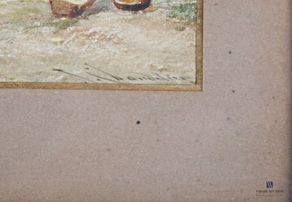 null CHANDELIER Jules Michel (1813-1871)
Femmes au bord du puit
Aquarelle sur papier
Signée...