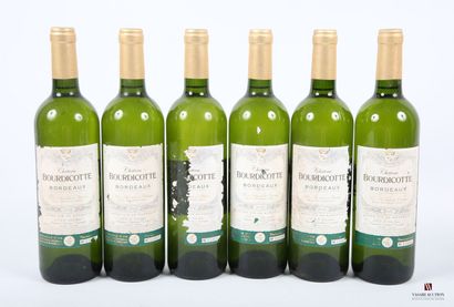 null 6 bouteilles	Château BOURDICOTTE	Bordeaux blanc	2006
	Et. tachées (2 un peu...