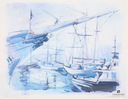 null DAUGUET Jean-Claude (1939-2002) d'après
Navires amarés
Lithographie en couleur
Signée...