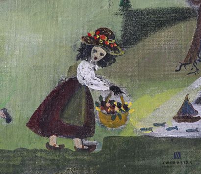 null BAUDOUIN Anne (XXème siècle)
Paysage de campagne animée
Huile sur toile
Signée...