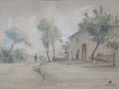 null SÉGÉ Alexandre (1818-1885) 
Homme passant sur le chemin
Pastel
Signé et daté...
