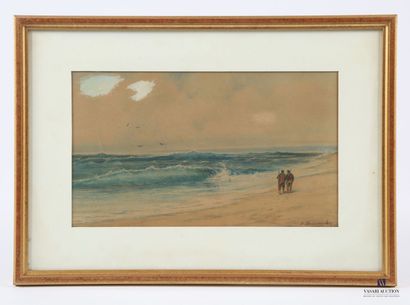 null BENASSIT Louis Émile (1833-1902)
Chasseur à la plage
Aquarelle sur papier
Signée...