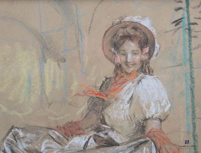 null CALBET Antoine (1860-1944)
Jeune fille à la robe et au chapeau
Crayon et pastel...