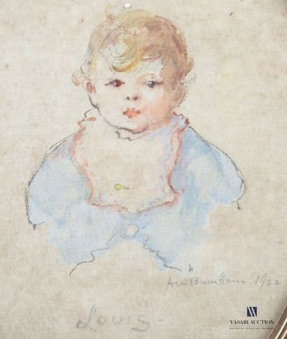 null BURNHAM Anita Willets (1880-?)
Portrait de Louis enfant
Technique mixte 
Titré,...