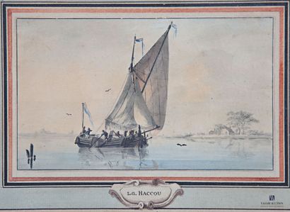 null HACCOU Lodewijk Gillis (1792-c.1830)
Marine
Aquarelle sur papier contrecollé...