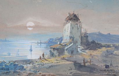null WISSANT Charles (act.1869-1876)
Vieille tour au crépuscule
Gouache
Signée en...
