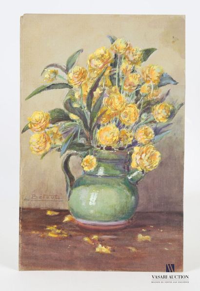 null BÉTOUT Charles (1869 -1945)
Fleurs jaunes dans un pichet en grès vert
Aquarelle...