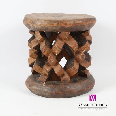 null CAMEROON - BAMILÉKÉ
Dignitary wooden stool, round seat, openwork shaft with...