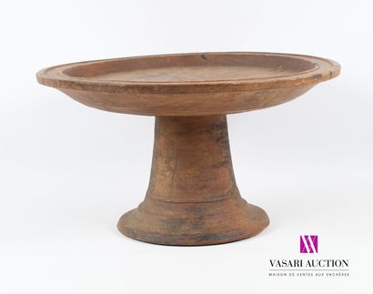 null CAMEROON
Large round hollow bowl on pedestal in monoxyle carved wood
20th century
(wear...