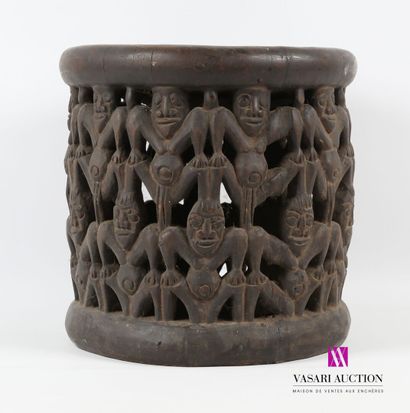 null CAMEROON - BAMILÉKÉ
Carved wood monoxyl customary chief's stool with openwork...