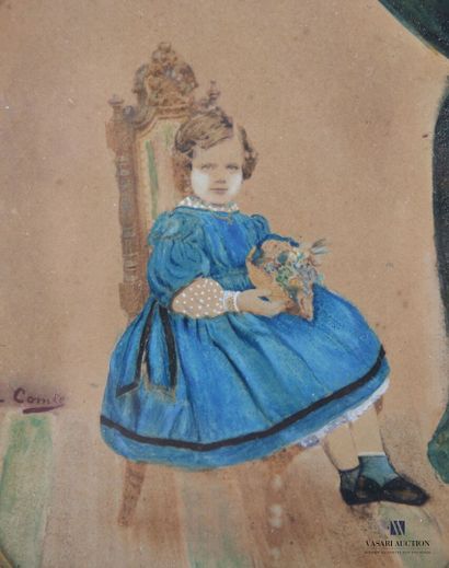 null F.COMTE (XIX-XXème siècle)
Portrait de petite fille au bouquet de fleurs
Photographie...