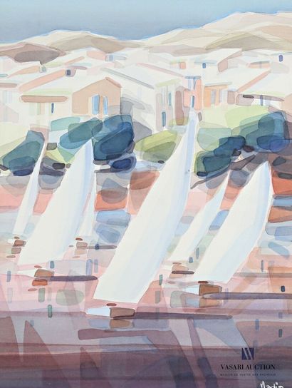 null NADIA (20th-21st century)
Regatta in the port of Avalon
Watercolor on paper
Signed...