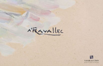 null RAVALLEC Adrien (1909-1993)
Étoile du Soir à quai
Gouache sur papier
Signée...