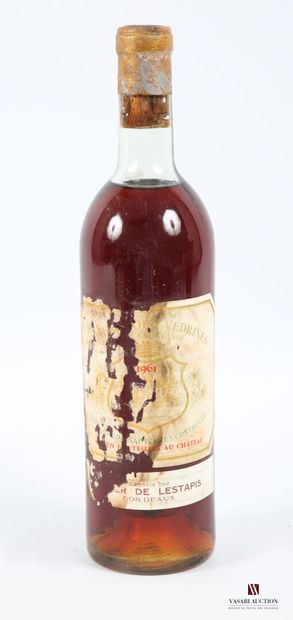 null 1 bouteille	Château DOISY VEDRINES	Sauternes	1961
	Et. tachée et déchirée (lisible)....