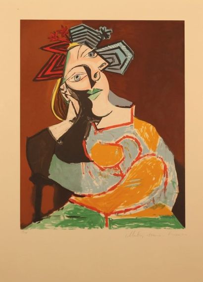 null PICASSO Pablo (1881-1973) d'après

Femme Accoudée au Drapeau Bleu et Rouge

Lithographie...