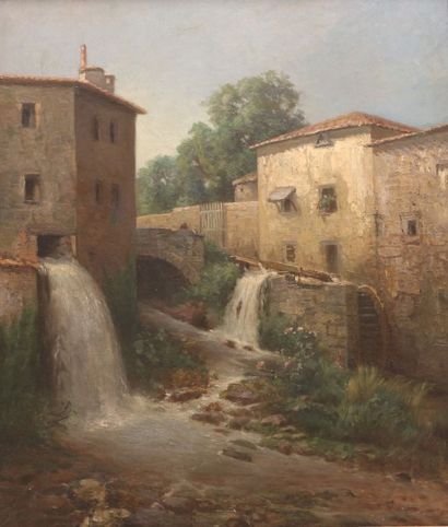 null Ecole Française du XIXème siècle

Moulin à eau dans un village

Huile sur toile

(manques...