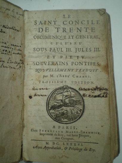 null CHANUT Abbé. Le Saint Concile de Trente.

Paris, Mabre-Cramoisy, 1686, relié...
