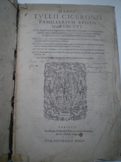 null CICERON Marcus Tullius. Familiarum epistolarum Libri XVI...

Paris, 1557, relié...
